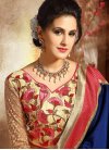 Titillating  Cream and Navy Blue Trendy Classic Saree For Festival - 1