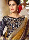 Glowing  Gold and Navy Blue Contemporary Saree For Festival - 1