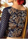 Glowing  Gold and Navy Blue Contemporary Saree For Festival - 2