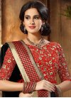 Black and Red Art Dupion Silk Classic Saree For Ceremonial - 1