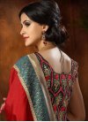 Art Dupion Silk Black and Red Embroidered Work Contemporary Style Saree - 2