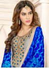 Chanderi Cotton Blue and Grey Beads Work Trendy Churidar Salwar Kameez - 1