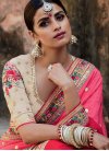 Luxurious Embroidered Work Beige and Rose Pink Tussar Silk Half N Half Trendy Saree For Bridal - 2