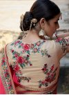 Luxurious Embroidered Work Beige and Rose Pink Tussar Silk Half N Half Trendy Saree For Bridal - 1
