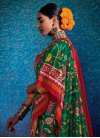 Green and Red Digital Print Work Designer Contemporary Style Saree - 1