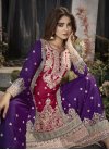 Purple and Rose Pink Embroidered Work Designer Palazzo Salwar Suit - 2