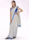 Blue and White Resham Work Designer Traditional Saree - 1