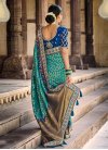 Silk Navy Blue and Teal Embroidered Work Designer Contemporary Style Saree - 1
