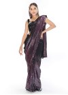 Black and Purple Georgette Trendy Designer Saree - 1