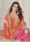 Orange and Rose Pink Chinon Designer Patiala Salwar Kameez For Party - 3