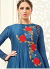 Masterly Aari Work Banglori Silk Blue and Navy Blue Asymmetrical Designer Salwar Suit For Ceremonial - 1