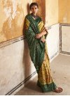 Bottle Green and Gold Digital Print Work Trendy Classic Saree - 2