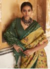 Bottle Green and Gold Digital Print Work Trendy Classic Saree - 3