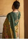 Bottle Green and Gold Digital Print Work Trendy Classic Saree - 1
