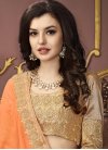 Beguiling Faux Georgette Beige and Orange Embroidered Work Trendy Classic Saree - 2