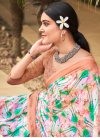 Off White and Peach Traditional Designer Saree For Casual - 1