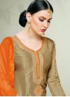 Sunshine  Lace Work Banglori Silk Brown and Orange Kameez Style Lehenga Choli For Festival - 1
