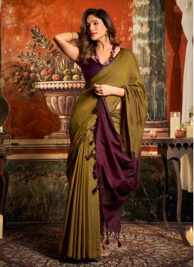 Cotton Classic Saree in Gold and Wine with Woven Work for Ceremonial