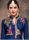 Tiptop Beige and Blue  Bhagalpuri Silk Kameez Style Lehenga - 1