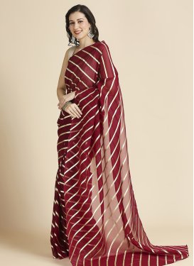 Organza Traditional Saree in Maroon with Fancy Work for Women