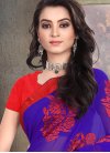 Blue and Red Contemporary Style Saree For Festival - 1