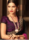 Embroidered Work Faux Georgette Black and Magenta Classic Saree - 1