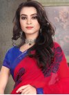 Blue and Red Traditional Saree For Ceremonial - 1