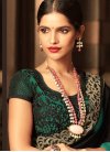 Black and Sea Green Embroidered Work Trendy Classic Saree - 1