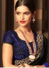 Embroidered Work Faux Georgette Black and Blue Contemporary Style Saree - 1