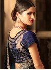 Embroidered Work Faux Georgette Black and Blue Contemporary Style Saree - 2