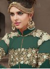 Embroidered Work Beige and Bottle Green Pant Style Pakistani Salwar Suit - 1