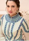 Gauhar Khan Banglori Silk Cream and Light Blue Trendy Designer Salwar Kameez - 1