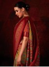 Mustard and Red Designer Contemporary Style Saree For Festival - 2