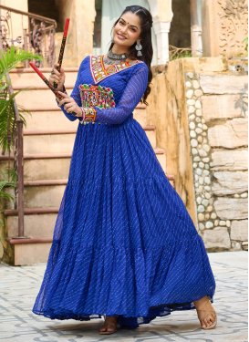 Digital Print Work Trendy Gown For Ceremonial in Blue
