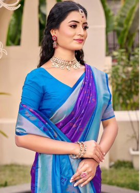 Woven Work Trendy Saree For Ceremonial in Blue and Purple