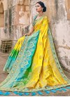 Dola Silk Light Blue and Yellow Trendy Designer Saree - 2