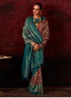 Silk Blend Woven Work Brown and Teal Designer Contemporary Style Saree - 1