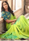 Light Blue and Mint Green Embroidered Work Classic Designer Saree - 1