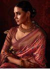 Silk Blend Maroon and Salmon Designer Contemporary Saree For Ceremonial - 3