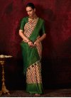 Cream and Green Silk Blend Traditional Designer Saree - 1