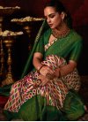 Cream and Green Silk Blend Traditional Designer Saree - 3