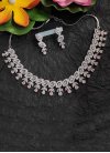 Majestic Silver Rodium Polish Diamond Work Necklace Set For Party - 1