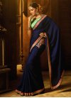 Mint Green and Navy Blue Classic Saree For Ceremonial - 1