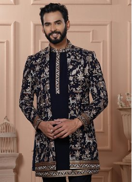 Georgette Indo Western with Embroidered Work in Black