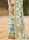 Faux Georgette Off White and Olive Designer Contemporary Saree For Casual - 2