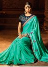 Navy Blue and Turquoise Designer Contemporary Saree For Festival - 1