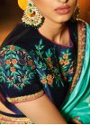 Navy Blue and Turquoise Designer Contemporary Saree For Festival - 2