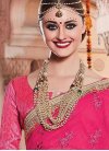 Invaluable  Beige and Rose Pink Faux Georgette Embroidered Work Designer Contemporary Saree - 1