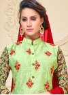 Modernistic Booti Work Mint Green and Red  Trendy Straight Salwar Kameez - 1