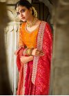 Orange and Red Dola Silk Designer Traditional Saree - 1